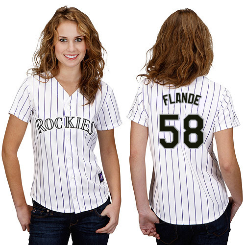 Yohan Flande #58 mlb Jersey-Colorado Rockies Women's Authentic Home White Cool Base Baseball Jersey